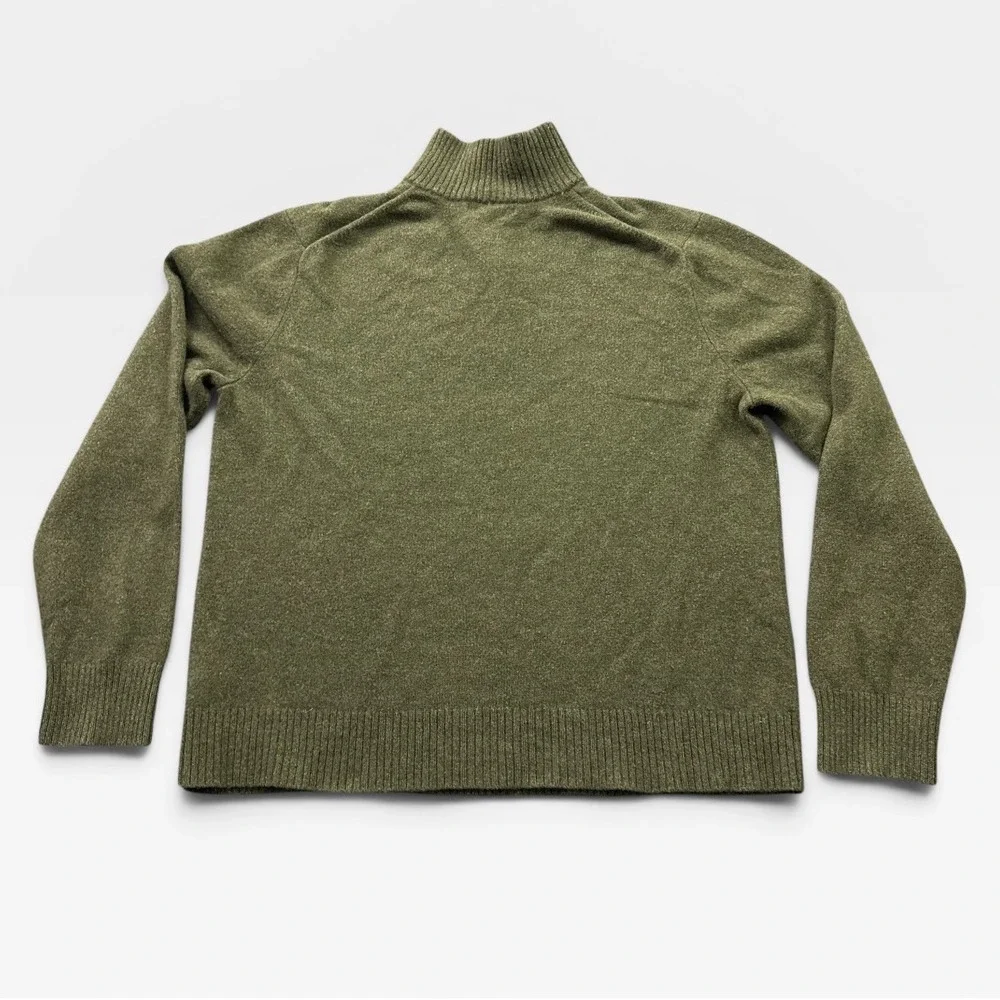 Banana Republic Quarter Zip Sweater Mens XL Olive Green Lambswool Cashmere Knit